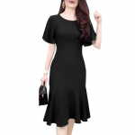 ZANZEA naiste vabaajaline O-kaelusega volangidega l&uuml;hikeste varrukatega elegantne kalasaba kleit 4XL