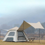 Baldahhiinne v&auml;litelk, integreeritud kaks-&uuml;hes automaatne kiirelt lahtik&auml;iv p&auml;ikesekaitse telkimistelk kokkupandav kaasaskantav rannatelk 205*205*140cm beež