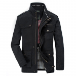 Meeste tuulepluusid Mitme taskuga puuvillased jakid Slim Fit Meeste t&auml;navar&otilde;ivad Parkmantlid M-7XL M must