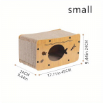 Vastupidav ja kulumiskindel kassi kriimustuslaud koos integreeritud kassipesa ja vertikaalse k&uuml;&uuml;nislihvimismasinaga puhkamiseks ja m&auml;ngimiseks Small