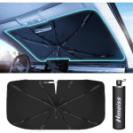 [2024 Upgrade] Nmoiss Windshield Sun Shade Umbrella for Car - [Newest Vinyl Coating] Protect Car from Sun Rays & Heat Damage Keep Cool and Medium(58"L x 30"W)