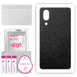 apgo Protective Skin Sticker for the back compatible with Sharp Aquos C10, Wrap Film, Foil, Vinyl - Pattern Black Honeycomb
