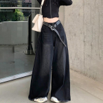 Hot Girl Baggy Jeans Femenina Y2k Street vintage, pestud, et teha vanaks praetud sirgeks laia s&auml;&auml;rega teksap&uuml;ksid naistele S must