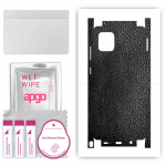 apgo Protective Skin Sticker for the back+sides compatible with Samsung Galaxy Note 10 Lite, Full Wrap Film, Foil, Vinyl - Pattern Black Leather