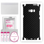 apgo Protective Skin Sticker for the back+sides compatible with Samsung Galaxy S8 Plus, Full Wrap Film, Foil, Vinyl - Pattern Carbon Black