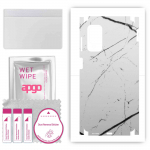 apgo Protective Skin Sticker for the back+sides compatible with Samsung Galaxy M52, Full Wrap Film, Foil, Vinyl - Pattern White Marble