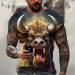 Streetwear 3D Loomade T-s&auml;rk Mees 3D-tr&uuml;kiga T-s&auml;rgid Naljakas Hip Hop Meeste &Uuml;mara kaelusega L&uuml;hikeste varrukatega Vabaaja Top S