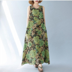 Varrukateta Pluss size vintage Floral uus kleit naistele vaba vaba pikk suvekleit M