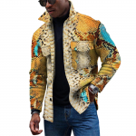 Meeste moetrend igap&auml;evane vabaaja tr&uuml;kitud pikkade varrukatega n&ouml;&ouml;biga sulejope L beež