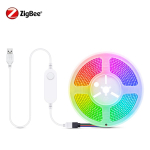 Zigbee Intelligent RGB 5 V USB COB LED-riba &ouml;&ouml;valgusti APP h&auml;mardatav LED lint Tuya ruumi sisekujunduse jaoks seinateleri taustvalgustus 1m