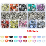 100/200 komplektid Snap On trukid T&ouml;&ouml;riistakomplekt Kr&otilde;pskinnitused Metallist erinevat v&auml;rvi &otilde;mblusn&ouml;&ouml;bid 100 Sets