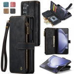 CaseMe Vintage nahast eemaldatav magnetilise t&otilde;mblukuga rahakoti kaardipesa klapitav telefoni&uuml;mbris Samsung Galaxy Z Fold 5 4 3 Fold5 Fold4 Fold3 P&otilde;rutuskindel kate Samsung Galaxy Z Fold 3 must