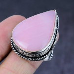 Pink Opal Gemstone Handmade 925 Steling Silver Gift Jewelry Ring Size 9 f7c12