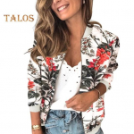 S&uuml;gis Kevad Naiste Mantel Lilleline Tr&uuml;kk Kampsun Lukuga Pikkade Varrukatega Elastne Mansett P&uuml;stkrae Kampsun Igap&auml;evaseks Kandmiseks Kommuteerimisjakk L