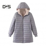 Talvine sulemantel, paksendatud polsterdatud pl&uuml;&uuml;sist kapuuts keskmise pikkusega t&auml;ist&otilde;mblukk Tuulekindel pikkade varrukatega taskud, soojad igap&auml;evased riided, puuvillane jakk XXXL hall