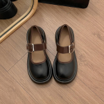 &Uuml;ksikud kingad vabaaja retro-paksu kontsaga platvorm Mary Jane v&auml;ikesed nahast kingad naistele 35 must