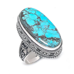 Naturaalne Tiibeti t&uuml;rkiissinine 925 h&otilde;bedast ehte s&otilde;rmus, suurus 9,5 R9p15