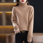 Naiste ka&scaron;miir kampsun Qinghe ka&scaron;miir 30% ka&scaron;miir 70% vill s&uuml;gis-talvine ka&scaron;miir paks pullover pehme ja soe XL liha pruuni v&auml;rvi