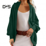 S&uuml;giskevadine naiste jakk Lapiga kapuutsiga lahtised &uuml;hev&auml;rvilised pikad varrukad lahtise tikuga kardigan kampsun Sport vabaaja v&auml;lisr&otilde;ivad L must