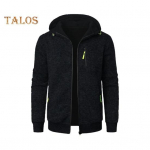 Meeste s&uuml;gistalvine mantel kapuutsiga pikkade varrukatega elastsed k&auml;tised Jacquard kootud kardigan lukuga &uuml;hev&auml;rviline spordijakk L tumehall v&auml;rv