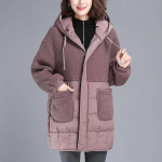 Puuvillased r&otilde;ivad naiste keskmise pikkusega puuvillased uued paksendatud puuvillased r&otilde;ivad korea stiilis lahtised suures suuruses ema imitatsioonist lambavillast mantel XXXXL hall