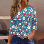 J&otilde;uluaegne naiste dressipluus Designer &Uuml;mara kaelusega pikkade varrukatega vaba mood vabaaja s&auml;delev j&otilde;ulupuu l&otilde;bus mustriga prinditud top S