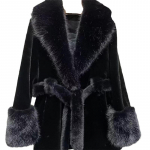 &Uuml;hev&auml;rviline keskmise pikkusega kunstkarusnahast mantel naistele talvine kunstrebase suur karusnahast kraega pikkade varrukatega parkad moekas pealisr&otilde;ivas XL must