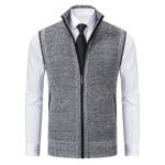 Meeste vestiga krae kootud lukuga kampsun vest Stiilne varrukateta kardigan t&ouml;&ouml;- ja vabaajar&otilde;ivasteks 4XL gray