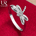 925 Sterling H&otilde;be AAA tsirkoonist Dragonfly Ring Mood Pulmaehted 5#