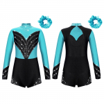 T&uuml;drukute l&auml;ikiv teemant pikkade varrukatega l&uuml;hike kombinesoon, v&otilde;imlemine balletitantsu trikoo Unitard sportlik biketard, juuksesidemega peakate 5-6 Years