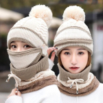 Naiste talvised m&uuml;tsid, armsad soojad puuvillased kootud m&uuml;tsikomplektid, s&uuml;gis- ja talvised jalgrattas&otilde;idu k&otilde;rvaklapid 3-piece set