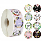 500 tk/rull &Uuml;mmargused lillelised t&auml;nukleebised &Uuml;mbrikupitseri kleebis 500pcs/roll