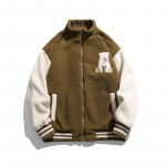 Lambanahast pesapallijakk meeste uus s&uuml;gis- ja talvine soe trendikas kirjade tikandiga vabaaja p&uuml;stkrae puuvillajakk L