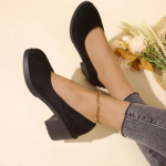 Moodsad Kvaliteetsed Kevad-S&uuml;gisesed Naiste Kingad Moodsad &Uuml;mar Nina Madala Suuga Keskmise Kontsaga Suede Slip-On Naiste K&otilde;rged Kontsad 35 must