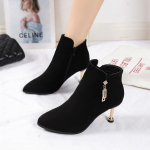 Naiste Mood Peen Konts &Uuml;ksikud Saapad Talv Uus Terav Nina K&uuml;lgmine T&otilde;mblukk Metallpandlaga Libisemisvastased Kulumiskindlad L&uuml;hikesed Saapad 35 must