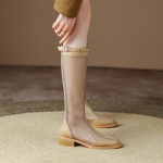 Mood Naiste Kingad Pikk Saapad V&otilde;rk Hingav Suvekingad Naised Retro Seksikas &Otilde;&otilde;nes Saapad 2024 Uus Trend V&auml;lisjalatsid Kleit Daamid 35 aprikoosi