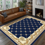 Boheemlaslik Sinine Kuldne Lillemustriga Tr&uuml;kitud Vaip Libisemiskindel Masinvaip Magamistuba Elutuba Vannituba &Uuml;hiselamud P&otilde;randamatt 120 x160cm