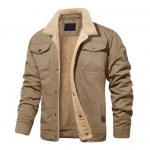 Meeste puuvillane jope rev, pikkade varrukatega n&ouml;&ouml;bid, paksendatud sametvooder, mantel &uuml;hev&auml;rviline, kaks k&uuml;ljetaskut, talvised &uuml;ler&otilde;ivad M kaamel