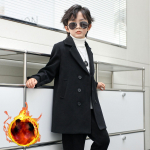 S&uuml;gis- ja talve laste mantel poistele kaherealine tuulekindel vaba&otilde;hu pikk jakk laste peomantel 120cm must