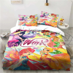 3D Prinditud Winx Saga Klubi Voodipesukomplekt Tekikott Voodikomplekt Tekikott Padjap&uuml;&uuml;r Tekk king Queen Suurus Poisid T&auml;iskasvanud Voodipesukomplekt 70x133cm 2pcs pink