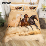 Jooksev Hobune 3D Voodipesukomplekt, King Queen Double Full Twin &Uuml;hekohaline Suurus Hobune Tekikott AU Single(140x210cm)