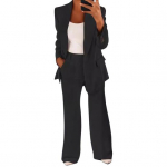 2 tk/komplekt Lady Formal Coat p&uuml;kste komplekt pikkade varrukatega, &otilde;huke rev XL must