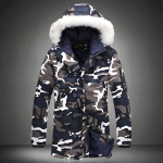 Kamuflaažparka Meeste talvejope Meestele Suure karusnahast kraega Mood Keskmise pikkusega mantlid Pluss suurus Talvemantel Meestele Parka Homme 5XL XXL black