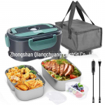 Taaslaetav kaasaskantav elektriline s&ouml;&ouml;gikarp koduks ja autoks &ndash; isoleeritud ja soojendusega Dark green double liner suit. European standard 220V12V24V stainless steel liner + sealing ring + fork spoon + insulation bag tumeroheline v&auml;rv