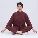 Kevad ja S&uuml;gis Puuvill ja Lina Vabaaja R&otilde;ivad Naiste Kost&uuml;&uuml;mid Budistlik Meditatsiooniriietus Tai Chi Riietus Tangi Riietus Hiina Stiil L kohv