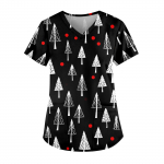 Suures suuruses tr&uuml;kitud Scrub t&ouml;&ouml;vormi topid naiste V-kaelusega l&uuml;hikeste varrukatega l&otilde;busatele T-s&auml;rkidele Taskutega t&ouml;&ouml;riiete T-s&auml;rk XL roosa