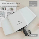 Mini kokkupandav automaatne vihmavari UV-vihma vastane p&auml;ikesevari Moodne kaasaskantav tuulekindel kerge naiste meeste laste p&auml;ikesevari vihmavari Aluminum&8K valge