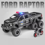 Uus 1:28 Ford F150 Politseiauto Pikap Simulatsioon Sulamist Valatud Metallist Auto Mudel Maastiku Big Foot Veoauto Heli ja Valgusega Tagasit&otilde;mmatav Poiste M&auml;nguasi must