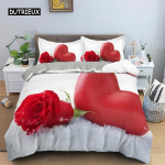 Yst&auml;evap&auml;eva tekikott king size mikrokiust romantiline punane armastuse s&uuml;da voodipesukomplekt armastajale head s&otilde;brap&auml;eva tekikate EU single(135x200cm)