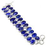 Sapphire(Simulated) Ethnic 925 Sterling Silver Bracelet 7-8 g6l12